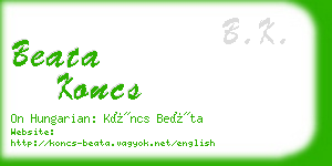 beata koncs business card